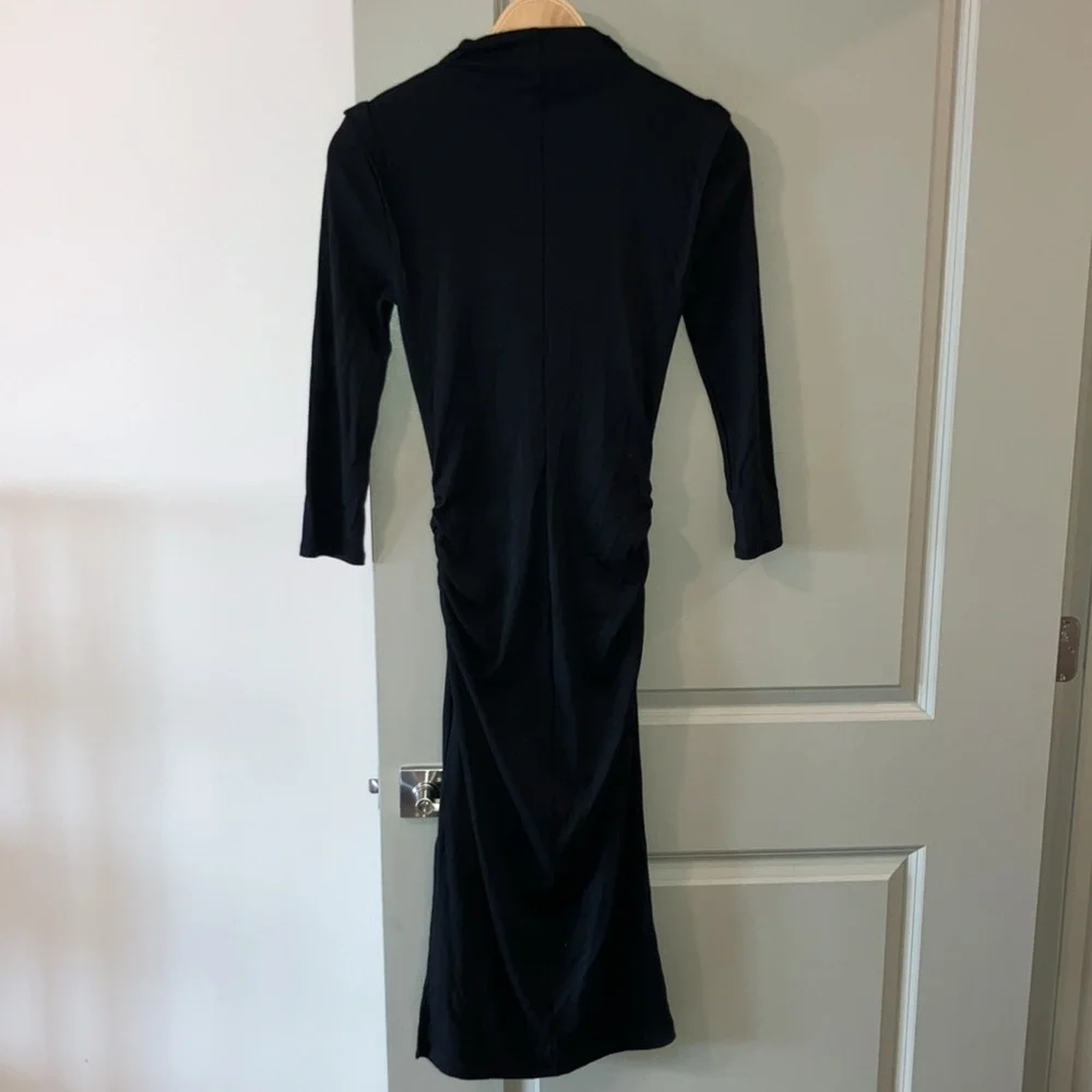 NWOT Michael Stars Black Ribbed Knit Body-Conscious Dress Sz S - Picture 4 of 6